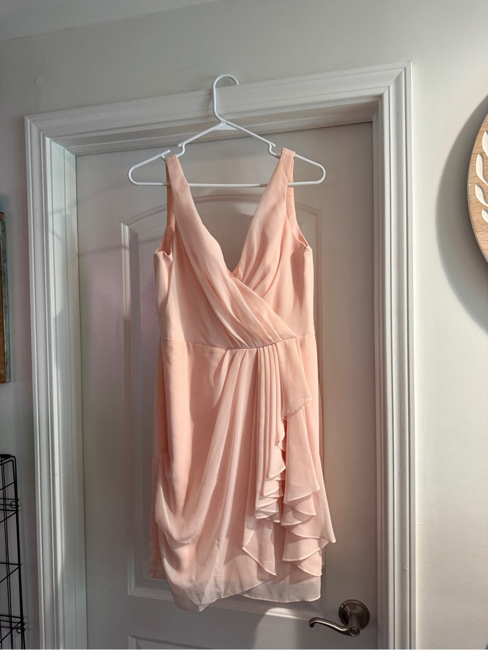 Sleeveless V-Neck Ruffle Mini Dress in Blush Pink